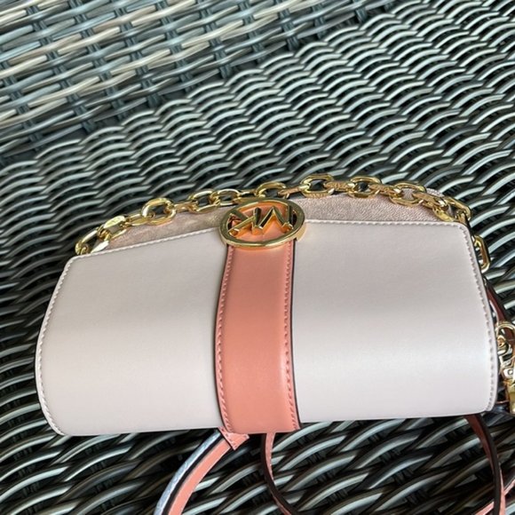 Michael Kors Carmen Small Monogram Flap Crossbody Sherbert Color - Picture 6 of 16